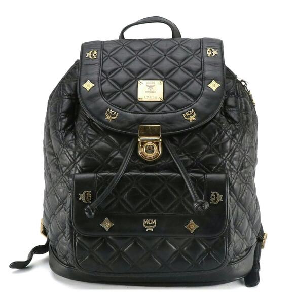 Authentic MCM Black Diamond Quilted Leather Backpack main image 8